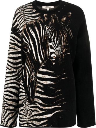 Roberto Cavalli Trui met zebraprint - Zwart