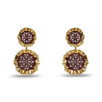 Lele Sadoughi Womens Sunflower Drop Earrings In Rootbeer