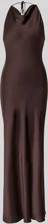 Forever New Abendkleid mit Wasserfall-Ausschnitt Modell Aria in Dunkelbraun, Größe 32