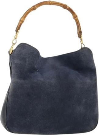 Gucci Pre-owned Shoulder Bags, female, Blue, Size: ONE SIZE Pre-owned Vintage Suede Shoulder Bag