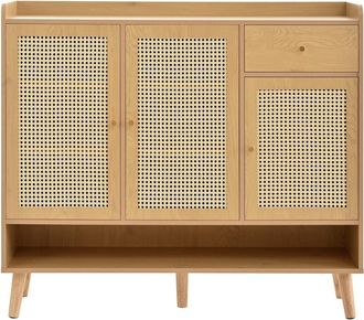 Urban Meuble Zapatero de rat&aacute;n natural, 120 cm, con caj&oacute;n