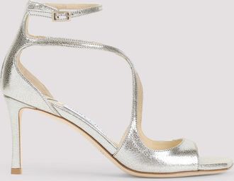 Jimmy Choo London Pale Gold Glitter Leather Heels