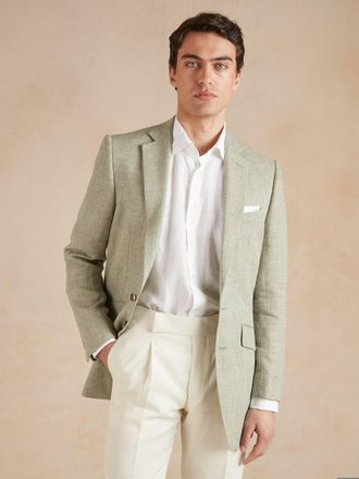 Oliver Brown Eaton Jacket Drago Wool Linen - Sage Green