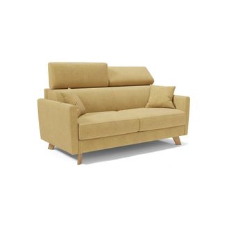 Divani.Store Sof&aacute; cama con reposacabezas ajustables 160 cm amarillo