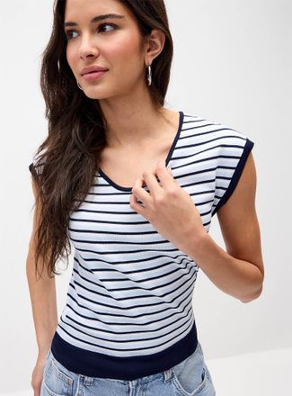 Twik Womens Striped V-neck sweater vest