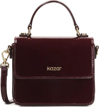 Kazar Patent bordeauxrode handtas met handvat - Dames - Handtassen - Bruin - ONE Size - Leer - Tassen