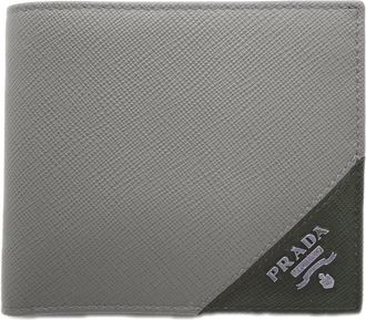 Prada Saffiano Gray Navy Saffiano Wallet (Bi-Fold) (Pre-Owned)