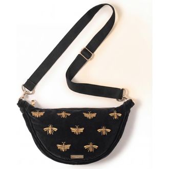 Elizabeth Scarlett Honey Bee Velvet Crossbody in Charcoal at Nordstrom