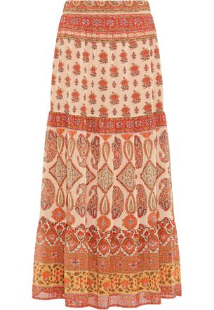 Usha Gelaagde rok Dames Oranje Veelkleurig