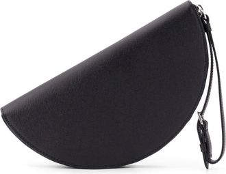 Maison Margiela Tassen, Heren, Zwart, ONE Size, Leer, Zwarte Leren Ritsportemonnee