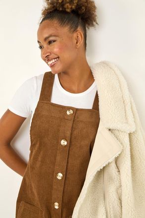 Roman Corduroy Pinafore Midi Dress