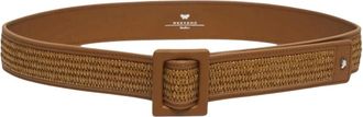 Max Mara Riem met raffia-effect - Dames - Riemen - Oranje - M - Katoen - Accessoires