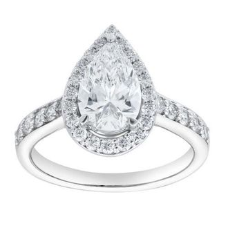LuvMyJewelry Amani 14K White Gold Pear Lab Grown Diamond Halo Engagement Ring - 2.45 Ct at Nordstrom, Size 7