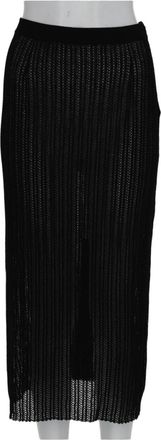 Maison Margiela Black Sheer Open-Knit Ribbed Midi Skirt