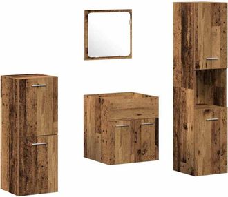 vidaXL Vidaxl - Conjunto De Muebles De Ba&ntilde;o 4 Pcs Madera Vieja 30 X 30 X 130 Cm