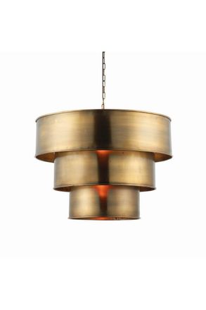 Netlighting Morad 1 Light Cylindrical Ceiling Pendant Antique Brass E27 in Gold