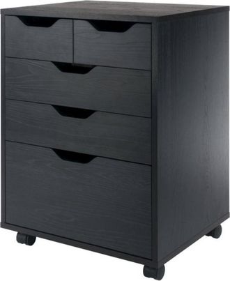 Winsome Halifax Bins & Drawers Storage Mobile Cabinet, Black