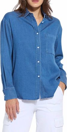 Lyss&eacute; Bay Crop Chambray Shirt In Mid Wash