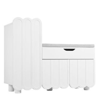 Urban Meuble Zapatero blanco con banco de almacenamiento y asiento acolchado