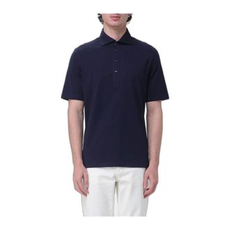 Brunello Cucinelli Polo van katoenjersey - Heren - Tops - Blauw - Maat: S Katoen