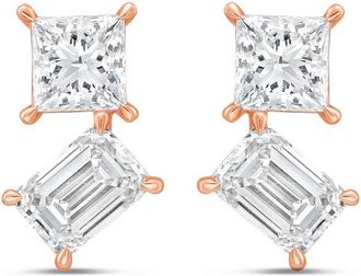 Diana M. Jewels 14K RG Gold 2 Stone Earrings 15.00 Ct Tw