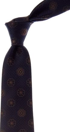 Canali Navy Floral Medallion Silk Tie