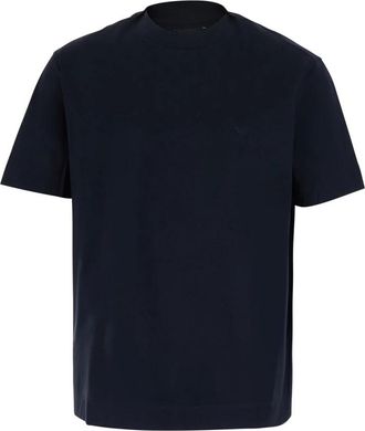 Emporio Armani Jersey T-shirt met micro-adelaar borduursel - Heren - T-shirts - Blauw - M - Katoen - Tops