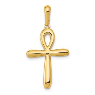 Diamond2Deal 10k Yellow Gold Ankh Cross Pendant