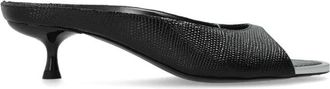 Diesel D-Diams Leren Mule met Zwevende Oval D - Dames - Muiltjes - Zwart - 41 EU - Leer - Schoenen