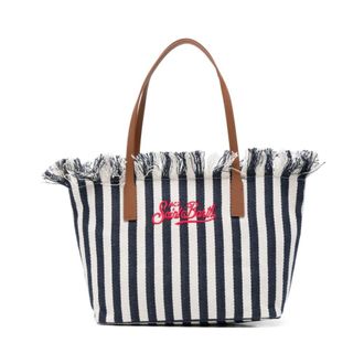 MC2 Saint Barth Tote Bags, female, Multicolor, Size: ONE SIZE City Striped Fringed Tote Bag