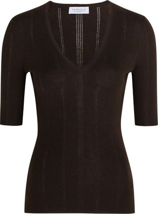 Gabriela Hearst Amari V-neck knitted top - women - Cashmere/Silk - M - Brown