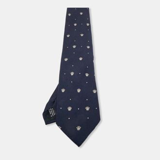 Versace Vintage Medusa Motif Silk Traditional Tie