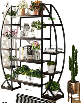 OEM Soporte Para Plantas, Dise&ntilde;o Industrial, Almacenamiento De 5 Niveles, Negro Y Marr&oacute;n, Xl