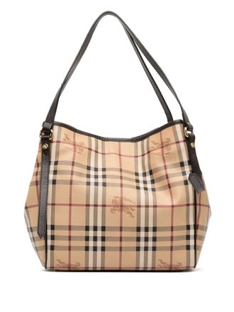 Burberry 2000-2017 Small Haymarket Check Coated Canvas Canterbury tote bag - women - Fabric/Calf Leather/Leather - One Size - Brown