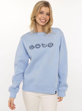 Zwillingsherz Hoodie ZWILLINGSHERZ Muscheln, Damen, Gr. L/XL, hellblau, Sweatware, Obermaterial: 50% Baumwolle, 50% Polyester, Sweatshirts Hoodie, Aufwendige Musche