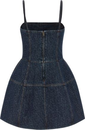 Fendi Womens Blue Cotton Short Dress