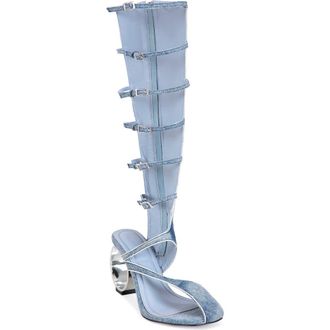 Azalea Wang Andress Denim Knee High Sandal at Nordstrom Rack, Size 8.5