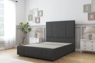 Sloomy Lisbon Dumfries Divan Base 2 Drawers - 54 Headboard & 12 Footboard in Dark Grey | Size: Small Single