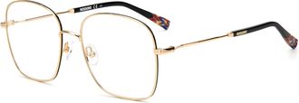 Missoni Ladies Blk Gold Rectangular Eyeglass Frames MIS-0017-2M2