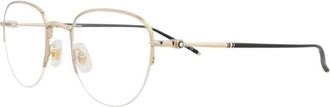 Montblanc Montblanc Eyeglasses Square Semi Rim, Gold Frame And Clear Demo Lens Lens Mb0129O004