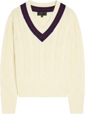 Nili Lotan Fabiana Cable-knit Striped Wool Jumper - Off White - S (UK8-10 / S)
