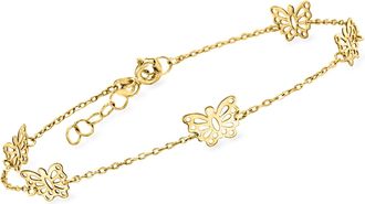RS Pure by Ross-Simons Italian 14kt Yellow Gold Butterfly Station Bracelet