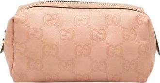 Gucci Pre-owned Embossed Leather Pouch - Dames - Vintage Accessoires - Roze - ONE Size - Leer - Vintage