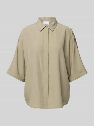 Jake*s Loose Fit Bluse aus Lyocell-Mix mit Leinen-Anteil in Mud, Größe 34