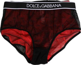 Dolce & Gabbana Black Red Nylon High Waist Girdle Womens Underwear