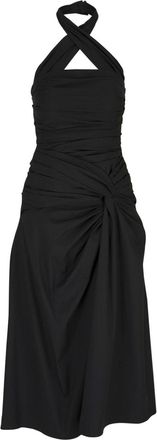 Carolina Herrera gathered halterneck dress - women - Cotton/Polyurethane - 4 - Black