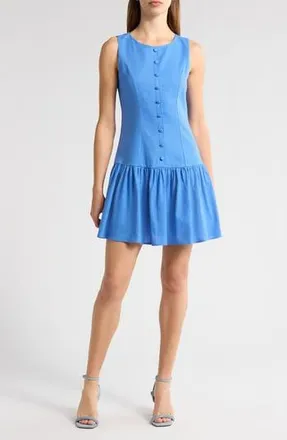 Wayf Martini Linen Blend Minidress in Azure Blue at Nordstrom Rack, Size X-Large
