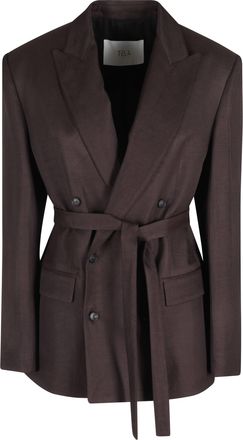 Tela Plum Frost Double-Breasted Belted Jacket