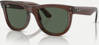 Ray-Ban Wayfarer - Occhiali da sole squadrati marroni trasparenti con lenti verdi-Marrone