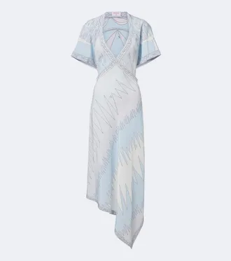 Pucci Labirinto asymmetric silk cr&ecirc;pe de chine midi dress